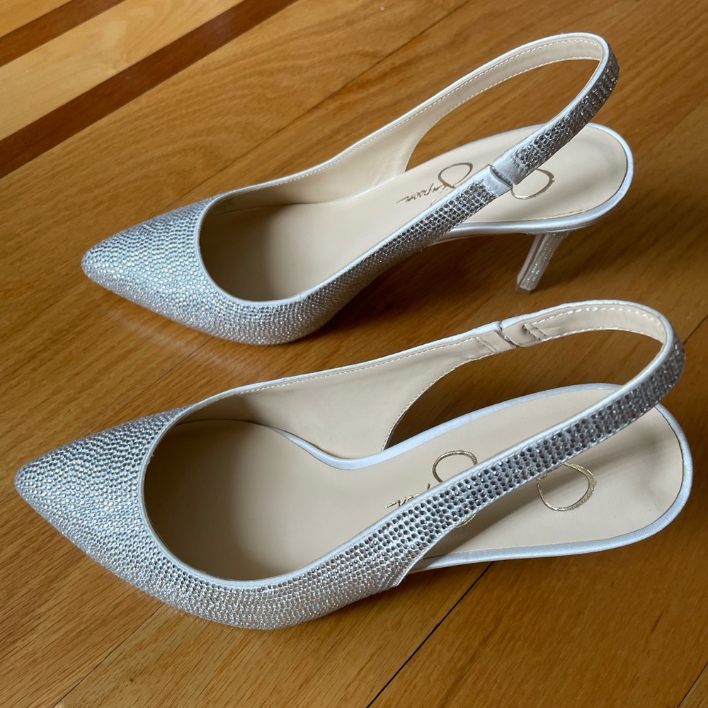 Jessica Simpson Glittering Silver Heels